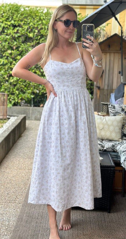 Robe longue en lin et coton fleurie T.36