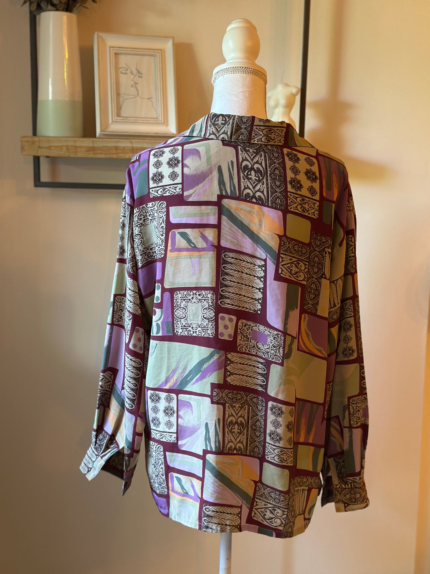 Chemise vintage imprimé patchwork T.U