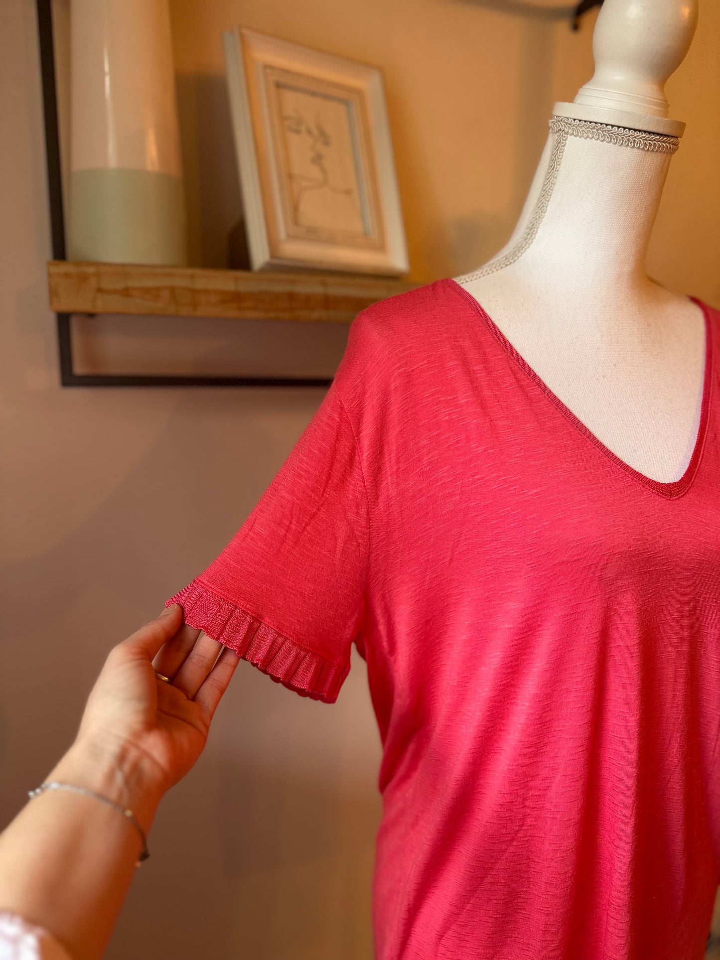 Blouse manches courtes col V viscose T.U