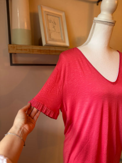 Blouse manches courtes col V viscose T.U