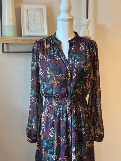 Robe longue fluide imprimé fleurs T.40