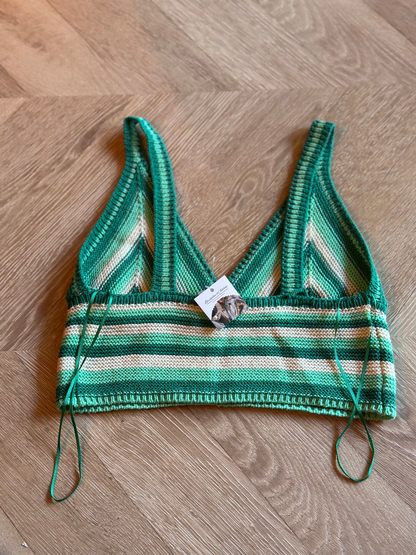 Top crochet rayé vert T.38