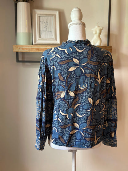 Blouse imprimé floral bleu Monoprix T.34