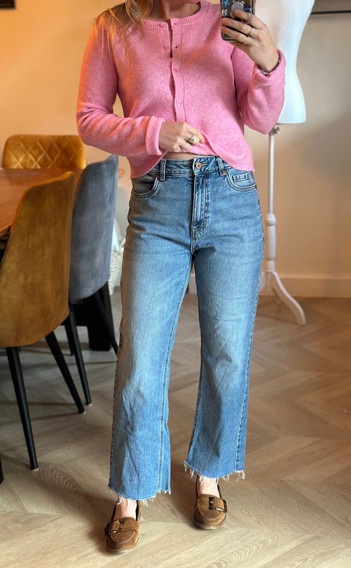 Jean droit cropped denim T.36