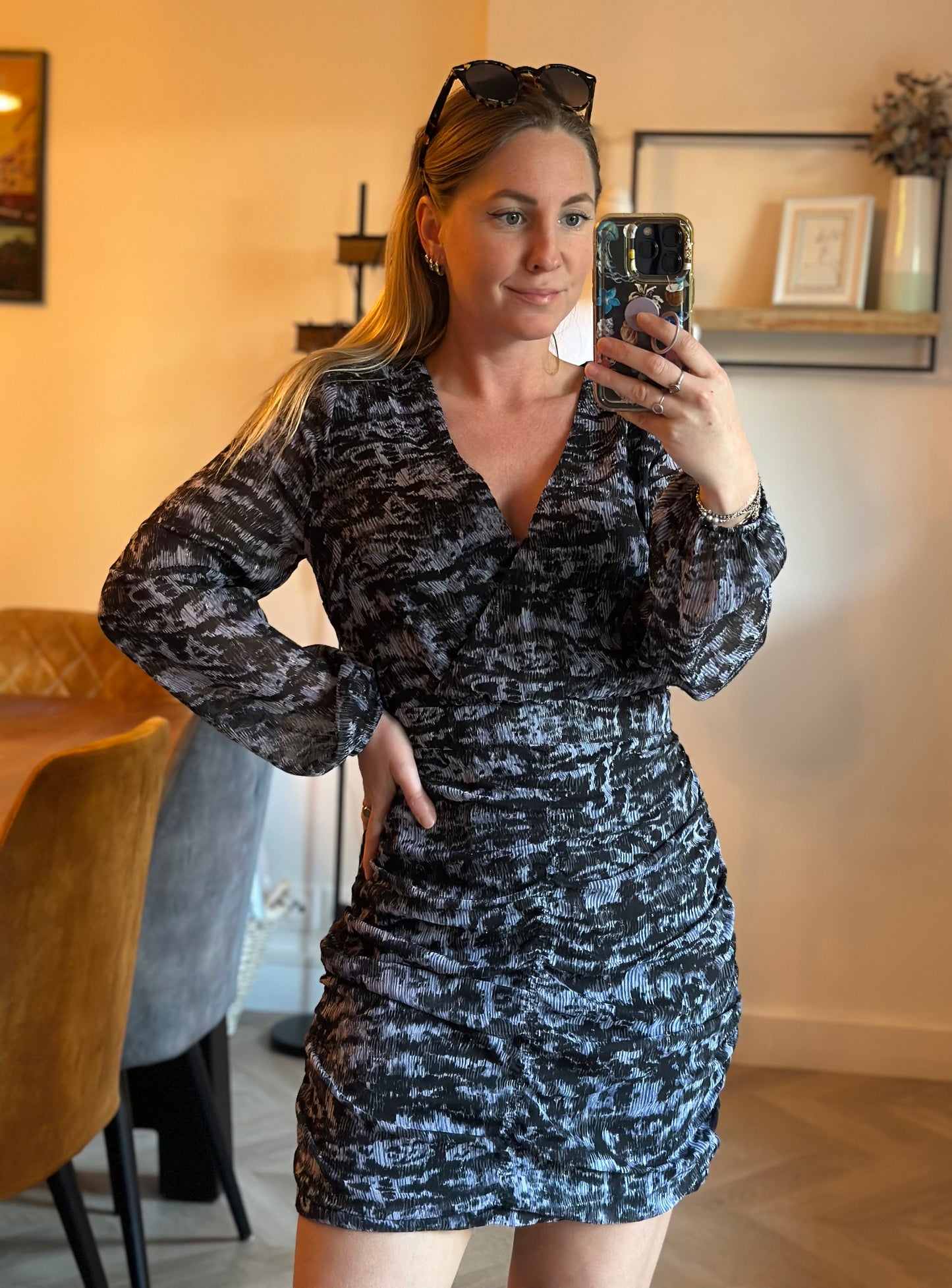 Robe drapée imprimé abstrait T.38
