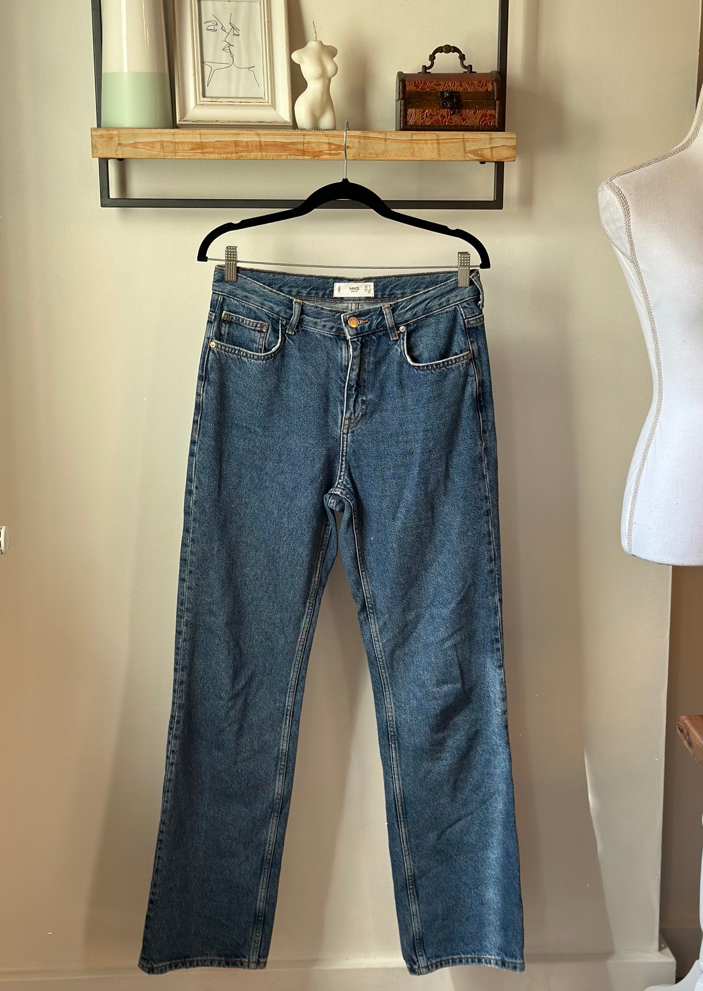 Jean droit bleu denim T.38