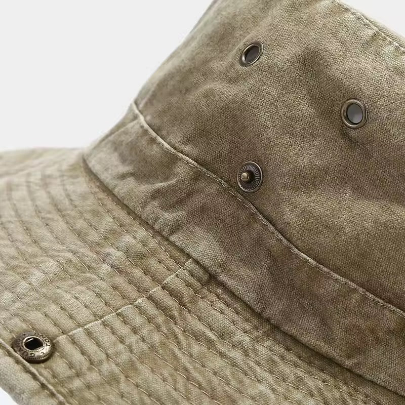 Chapeau unisexe beige kaki effet denim avec cordon neuf