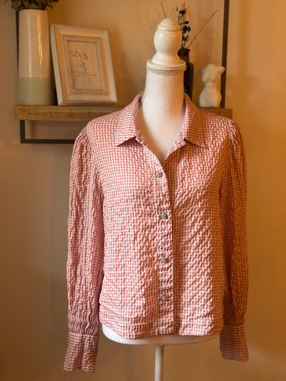 Chemise vichy rose coton fluide oversize T.34/36/38
