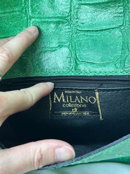 Sac bandoulière cuir embossé crocodile vert – cuir véritable