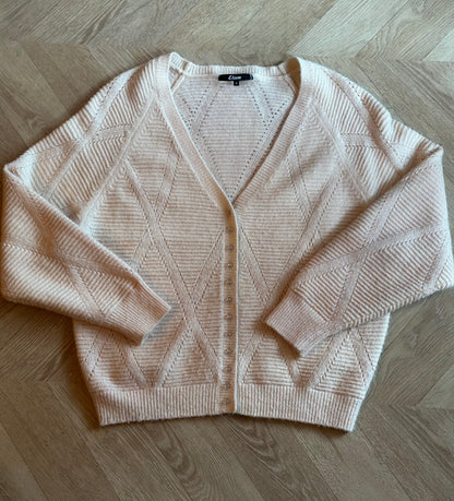 Gilet cardigan maille ajourée laine alpaga T.38