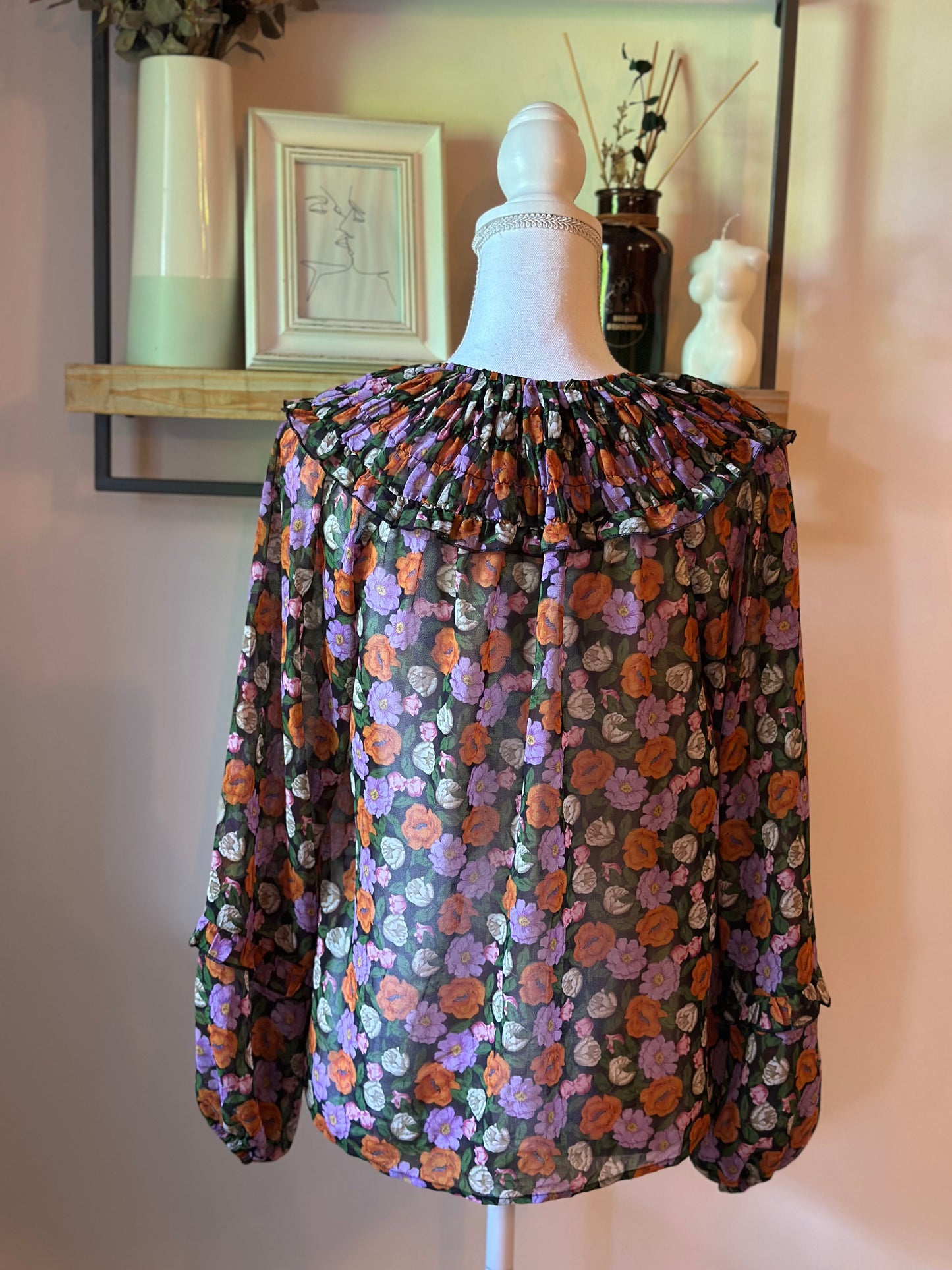 Blouse fleurie volantée fluide T.34