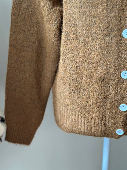 Gilet en maille douce laine mélangée coloris camel coupe oversize T.36/38