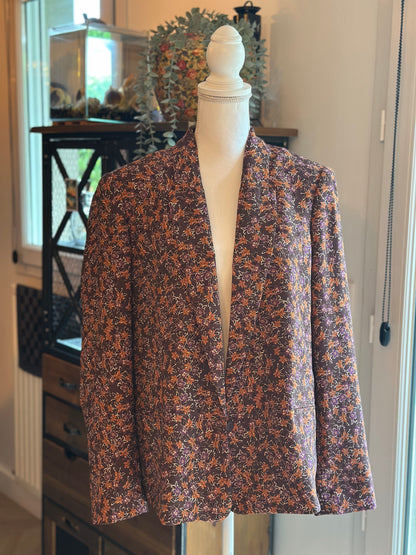 Veste blazer imprimé floral marron T.44