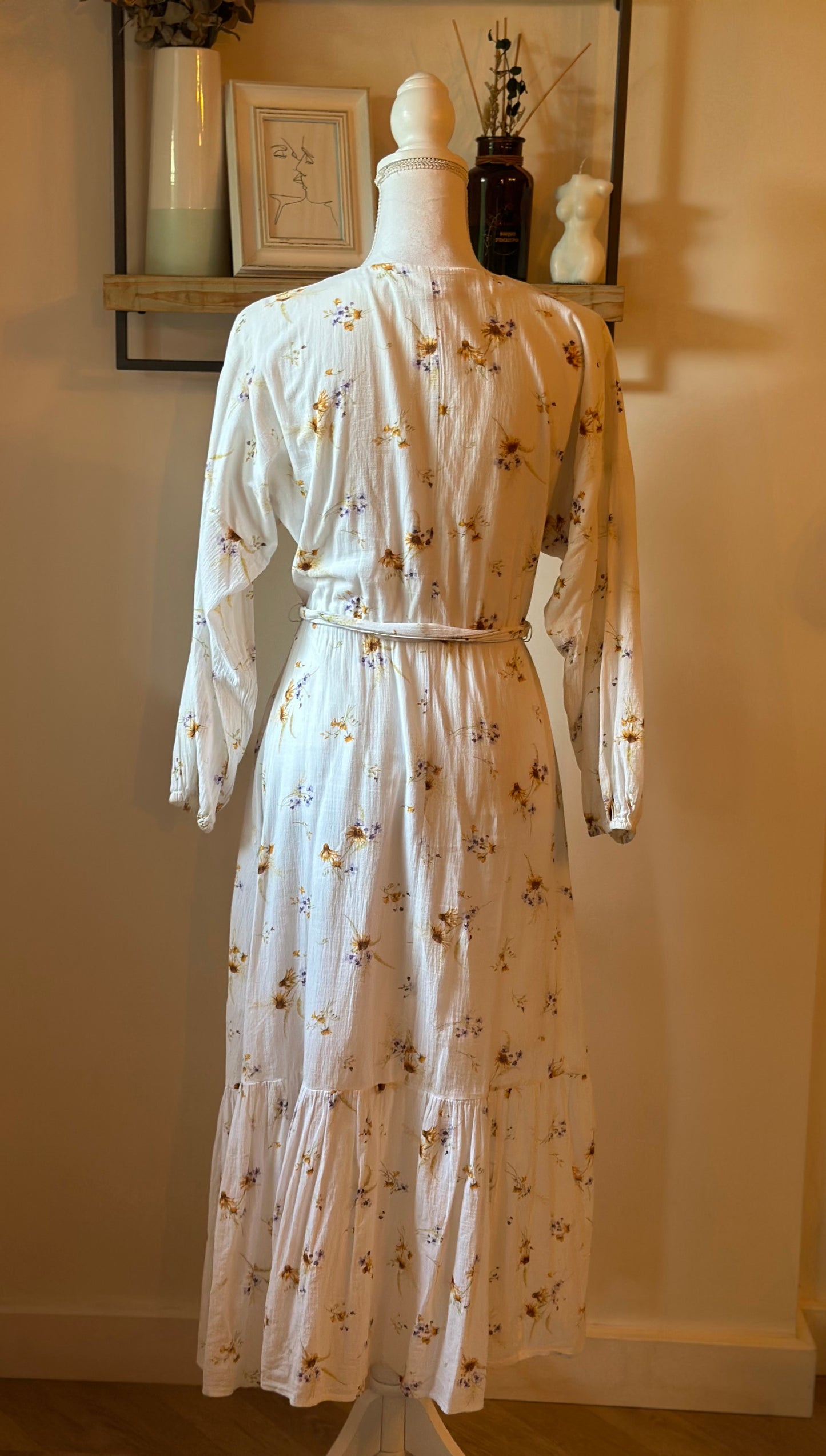 Robe longue fleurie H&M coton T.34/36