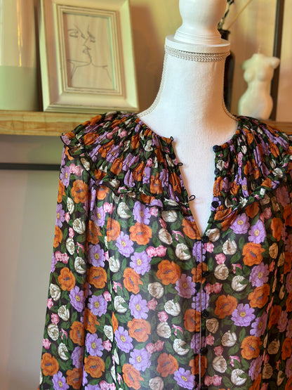 Blouse fleurie volantée fluide T.34