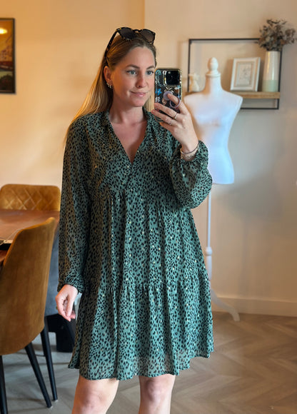 Robe fluide imprimé léopard vert T.36