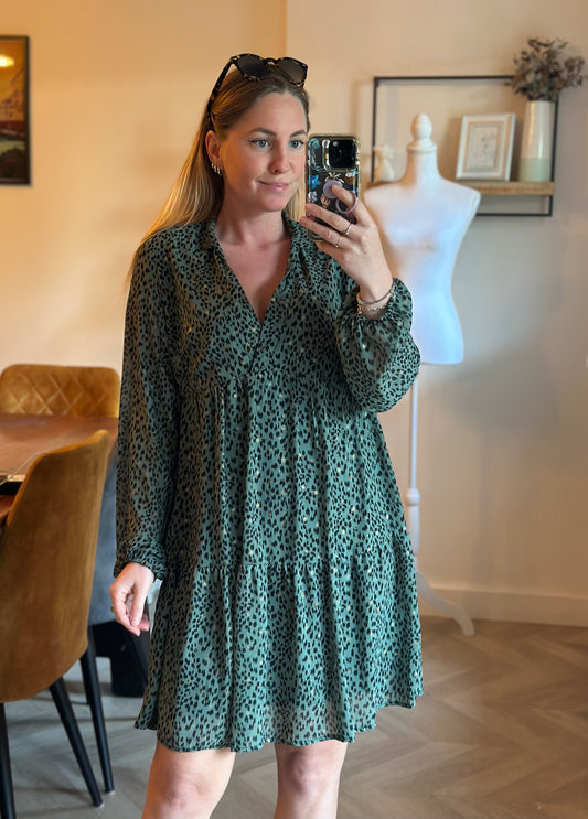 Robe fluide imprimé léopard vert T.36