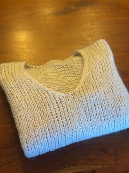 Pull en maille mohair blanche col V T.U