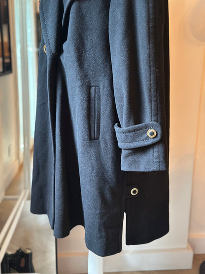 Manteau long laine et cachemire noir vintage T.38 oversize