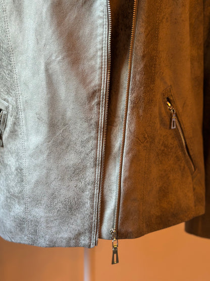 Veste perfecto suédine kaki T.44