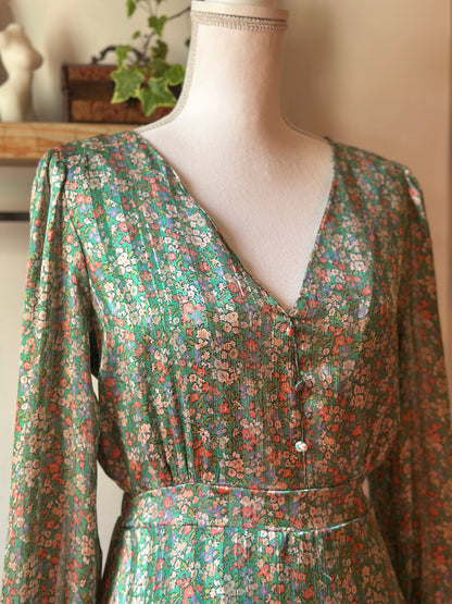 Robe longue à fleurs lurex T.36/38