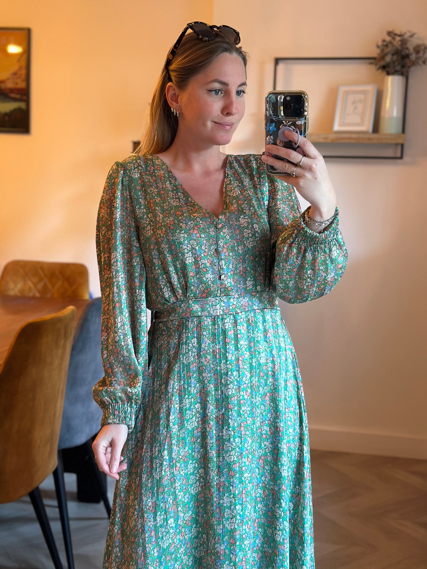 Robe longue à fleurs lurex T.36/38
