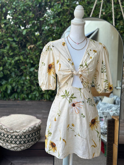 Robe en lin et coton imprimé fleuri T.36