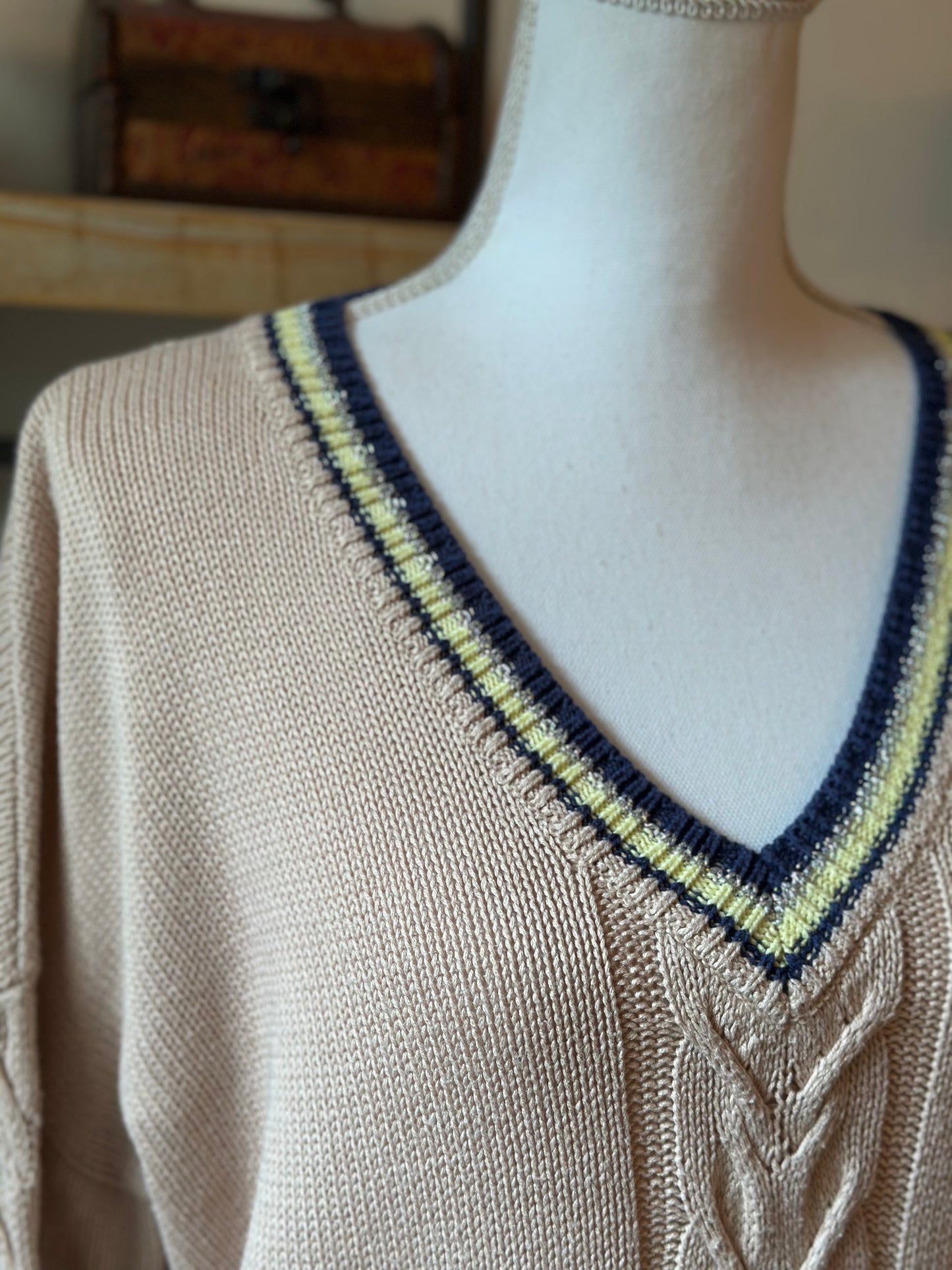 Pull maille torsadée beige T.40