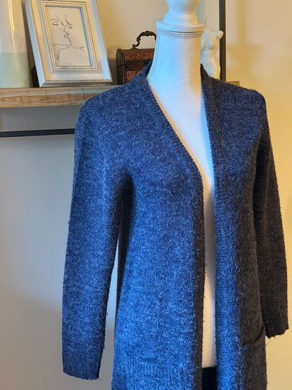Gilet long bleu gris chiné T.38