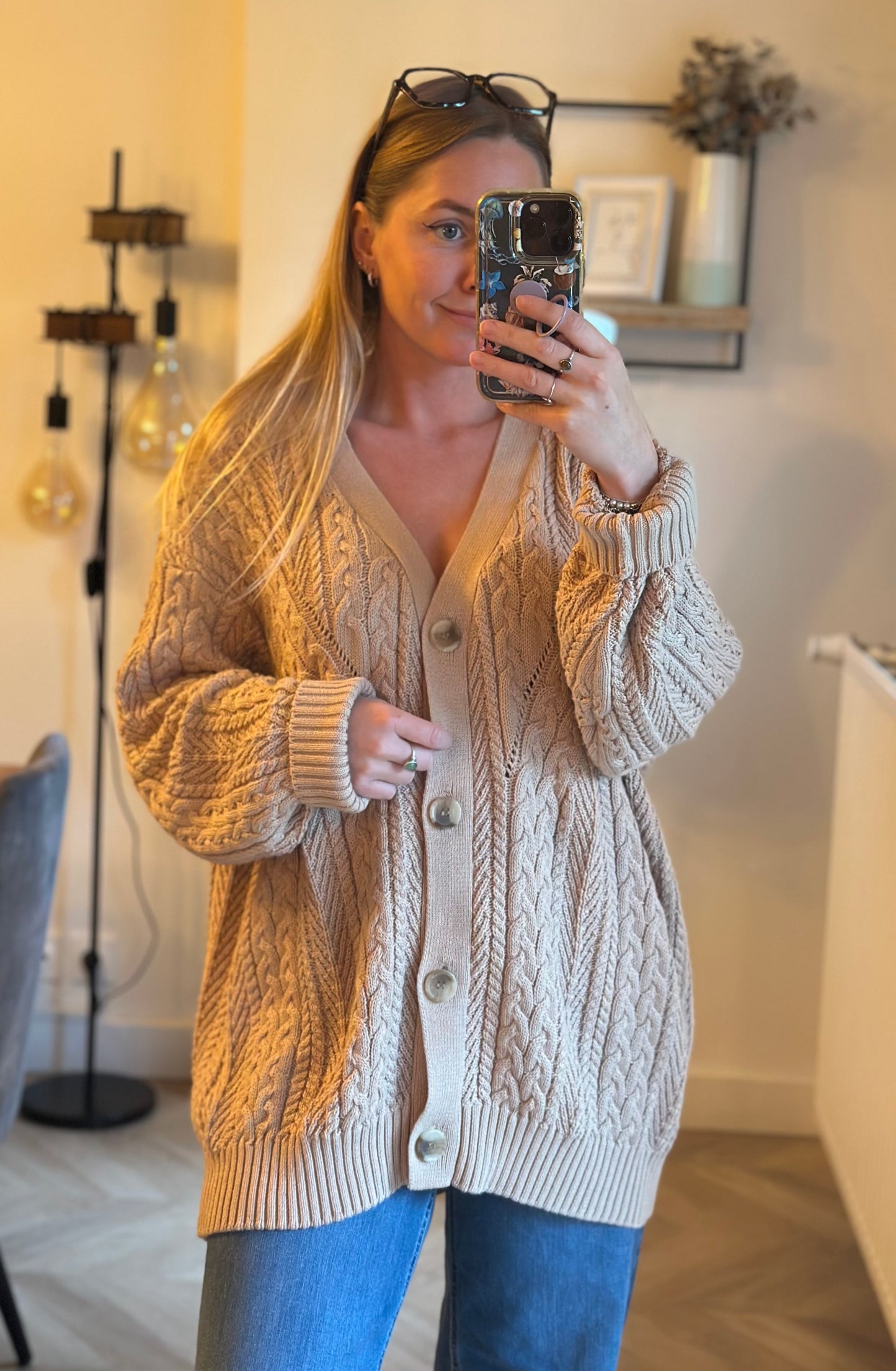 Cardigan/Gilet maille torsadée beige T.40