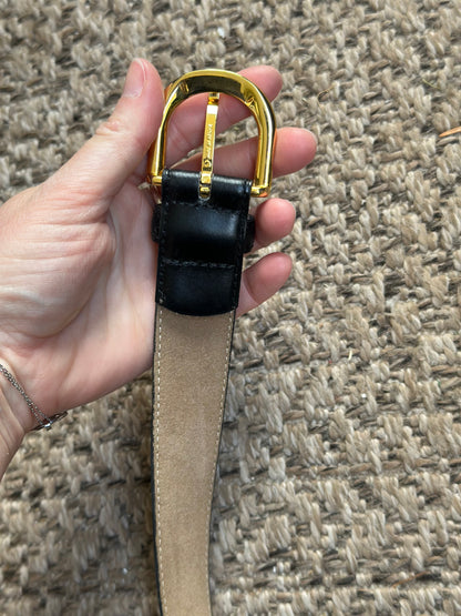 Ceinture cuir détails brodés vintage made in France