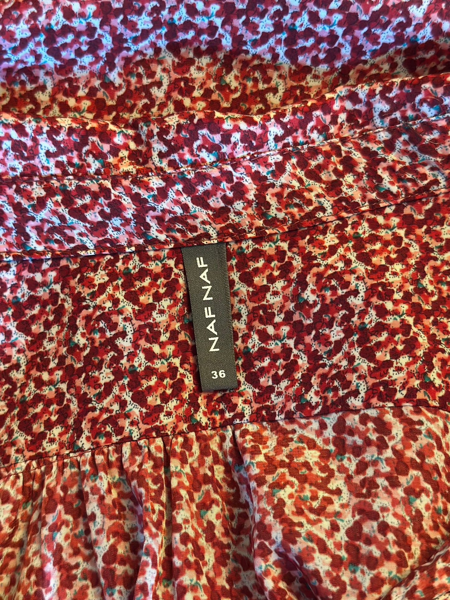 Chemise fluide imprimé bordeaux Naf Naf manches 3/4 - taille 36