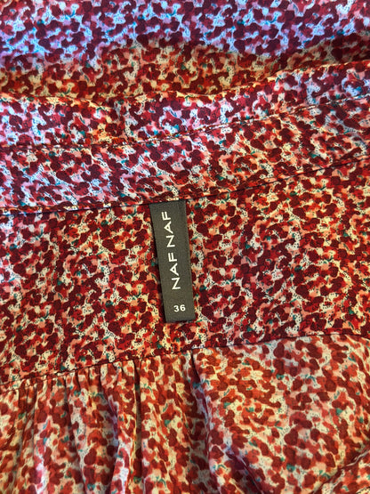 Chemise fluide imprimé bordeaux Naf Naf manches 3/4 - taille 36