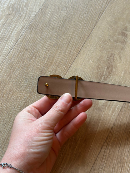 Ceinture en cuir marron foncé boucles dorées taille M
