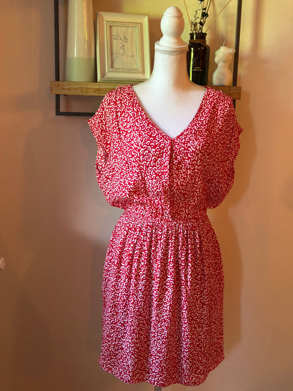 Robe rouge imprimé léopard en viscose T.38