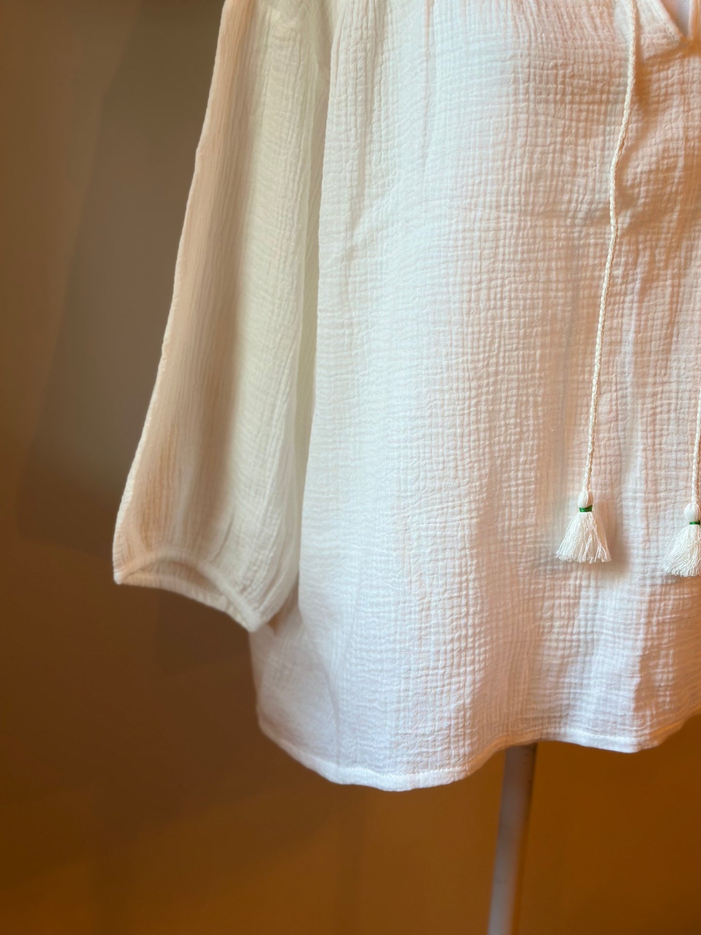 Blouse en gaze de coton blanche T.U (36 à 46) Neuve