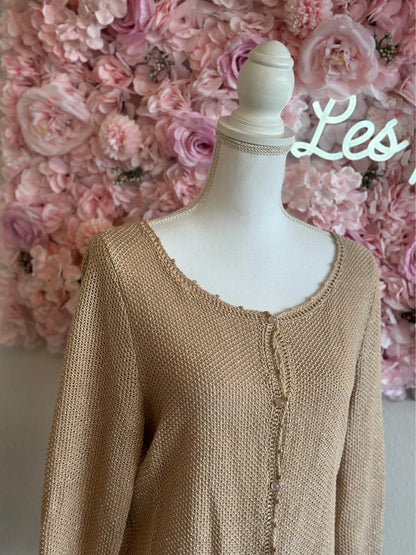 Cardigan en maille de lin et lurex argenté T.40