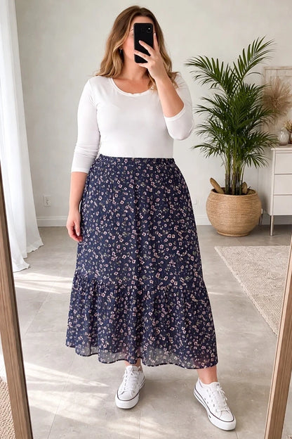 Jupe midi fleurie T.42